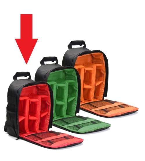 Camera Bag Backpack Waterproof DSLR Case (RED INNER) S