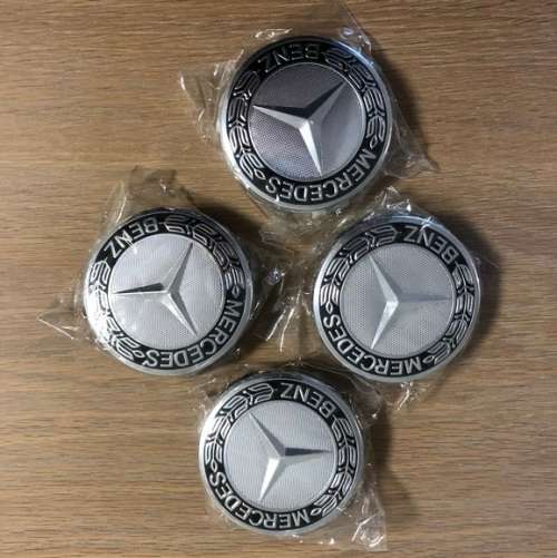 4x 75mm Chrome Plastic Wheel Centre Cap for Mercedes