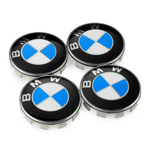 4x 56mm Replacement Hub Wheel Centre Caps for BMW (Blue, Black & White)