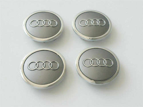 Set of 4 WHEEL CENTER CAPS 68mm / 58mm for AUDI GREY