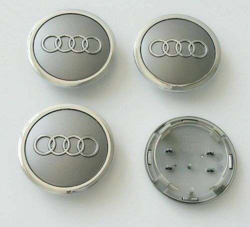 Set of 4 WHEEL CENTER CAPS 68mm / 58mm for AUDI GREY