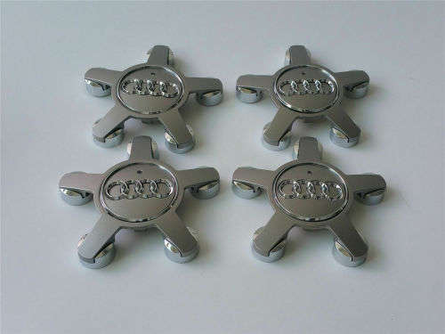 Set of 4 WHEEL CENTER CAPS 135mm / 60mm for AUDI `STAR` DARK GREY