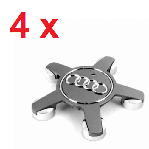 Set of 4 WHEEL CENTER CAPS 135mm / 60mm for AUDI `STAR` DARK GREY