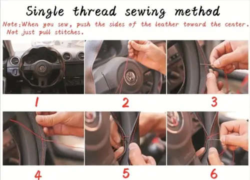 BEIGE PU Leather Car Auto Steering Wheel Cover 38cm Non-Slip With Needles and Thread