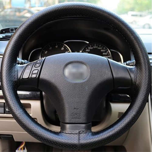 BEIGE PU Leather Car Auto Steering Wheel Cover 38cm Non-Slip With Needles and Thread