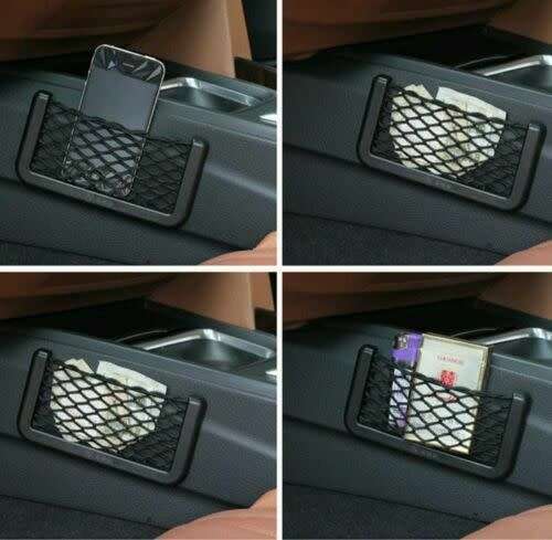 Car Auto String Mesh Net Resilient Bag Holder Storage Pouch for Cell phone (MEDIUM)