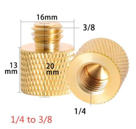 1/4` Female to 3/8` Male Tripod Screw Thread Adapter Bronze