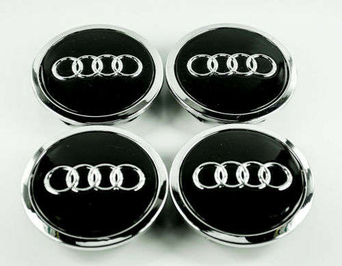 Set of 4 WHEEL CENTER CAPS 69mm / 58mm for AUDI BLACK