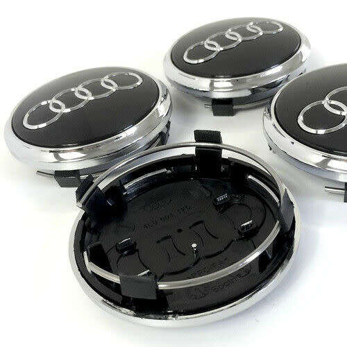 Set of 4 WHEEL CENTER CAPS 69mm / 58mm for AUDI BLACK