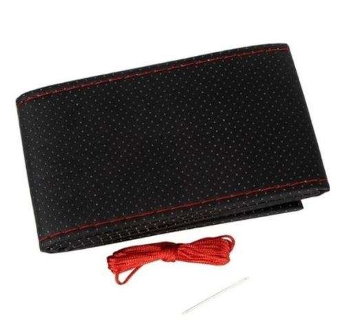 BLACK PU Leather Car Auto Steering Wheel Cover 38cm Non-Slip With Needles and Thread