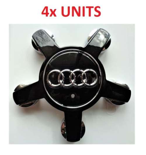 4x WHEEL CENTRE CAPS 128mm / 56mm for AUDI "STAR" BLACK