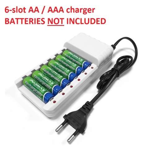Battery Charger 6 slots for AA / AAA Rechargeable Batteries