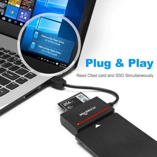 Rocketek USB 3.0 to SATA Adapter Converter CFast Card Reader for 2.5` Sata HDD