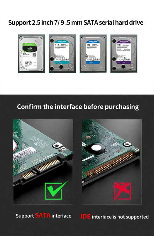 Aluminum Alloy 2.5 inch HDD Case USB 3.0 SATA External Hard Drive Enclosure For 2.5` HDD