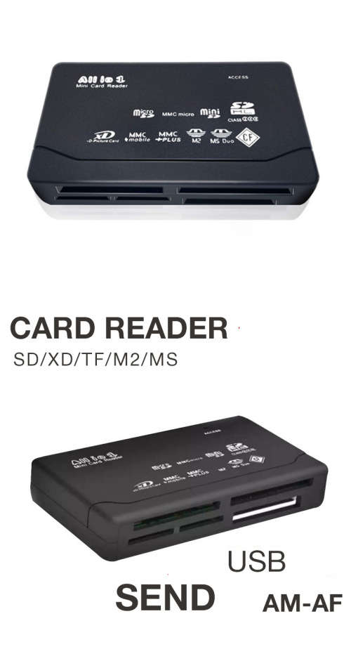 USB 2.0 Card Reader Multi CF SD TF MMC AND CENTIFLY (Mini-SD and Micro-SD with adapters)