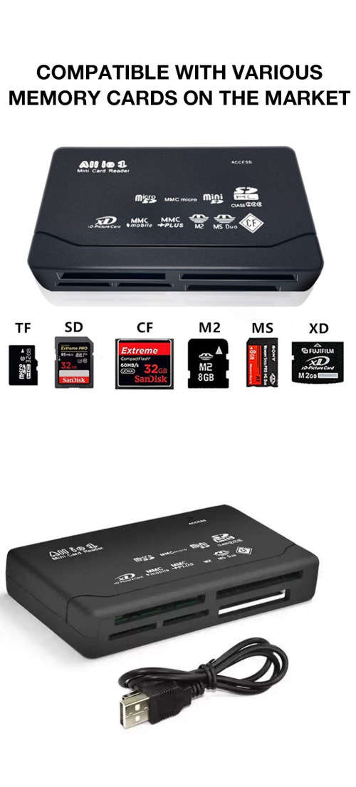 USB 2.0 Card Reader Multi CF SD TF MMC AND CENTIFLY (Mini-SD and Micro-SD with adapters)