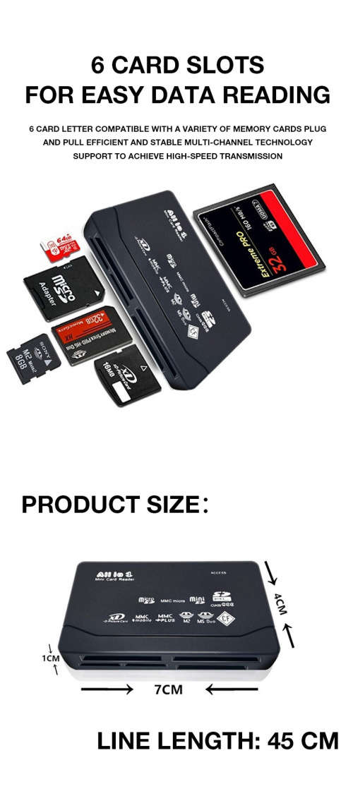 USB 2.0 Card Reader Multi CF SD TF MMC AND CENTIFLY (Mini-SD and Micro-SD with adapters)