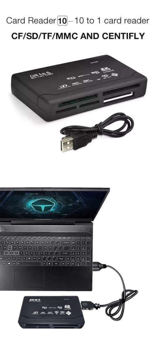 USB 2.0 Card Reader Multi CF SD TF MMC AND CENTIFLY (Mini-SD and Micro-SD with adapters)