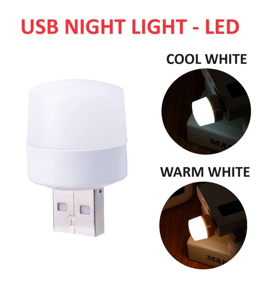 Mini LED Night Light with USB Plug for Computer Mobile Power Bank Night - WARM WHITE