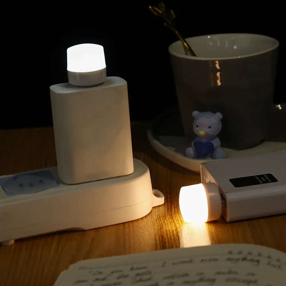 Mini LED Night Light with USB Plug for Computer Mobile Power Bank Night - WARM WHITE