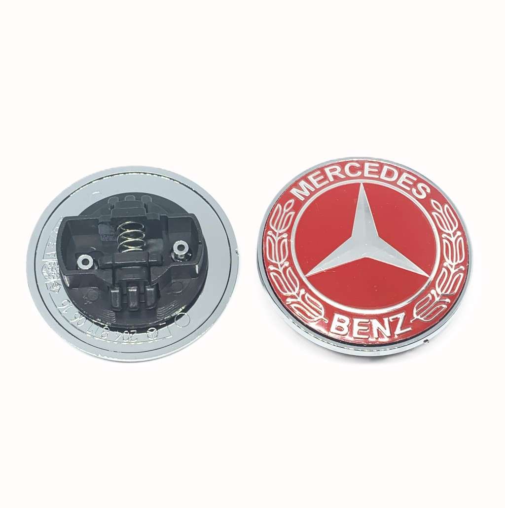 MB Bonnet Emblem Red/Chrome