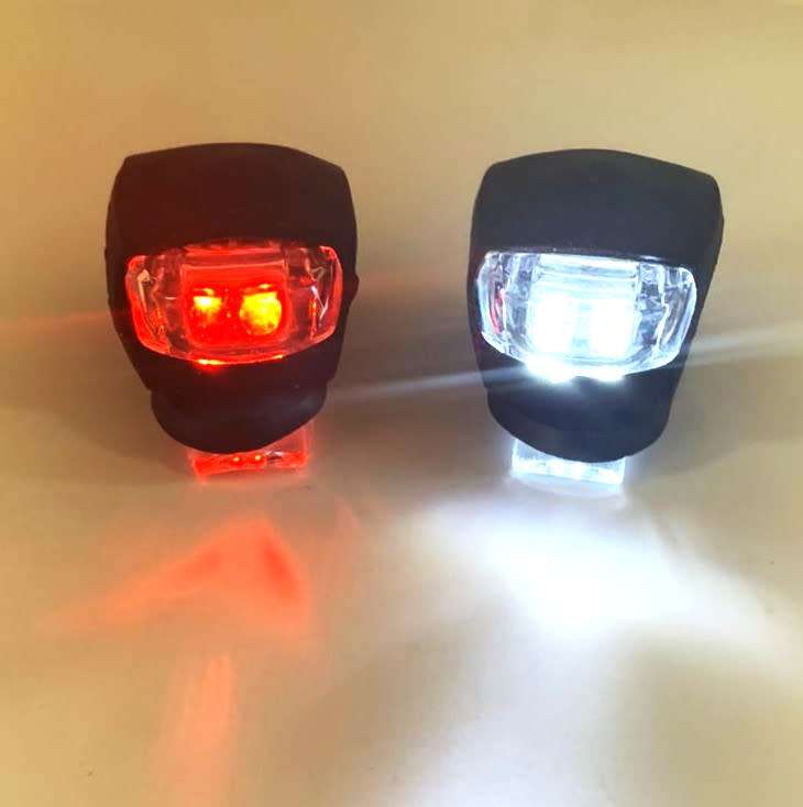 LED SILICONE MOUNTAIN BIKE BICYCLE FRONT & REAR LIGHTS SET
