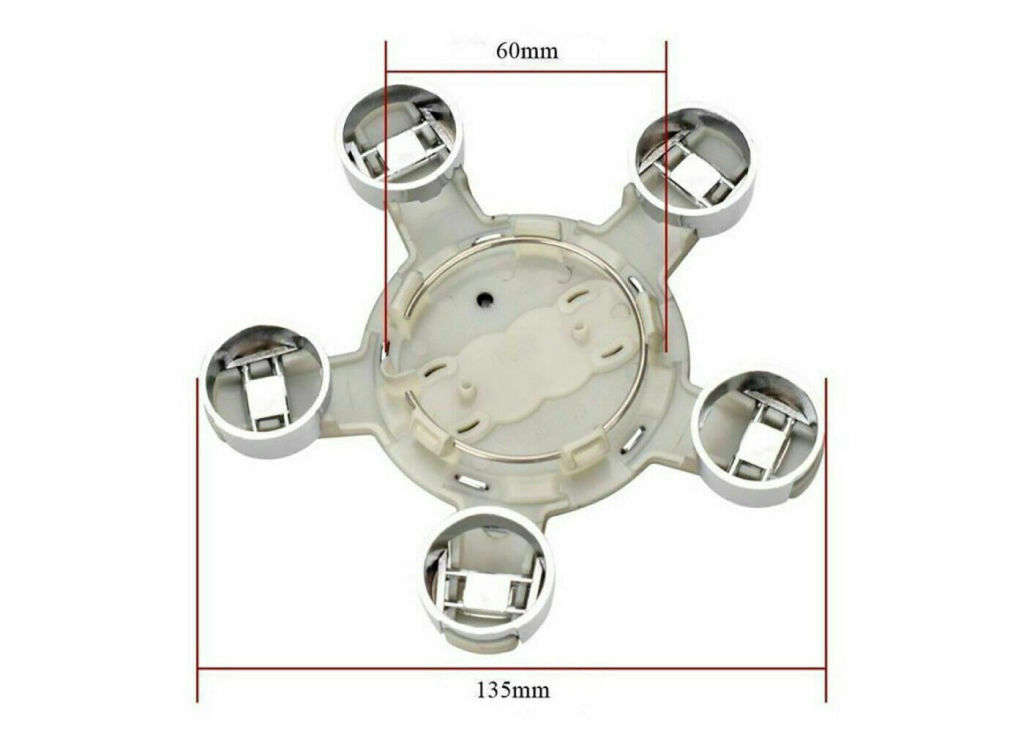 4x WHEEL CENTRE CAPS 135mm / 60mm for AUDI "STAR" GREY [PART 8R0601165]
