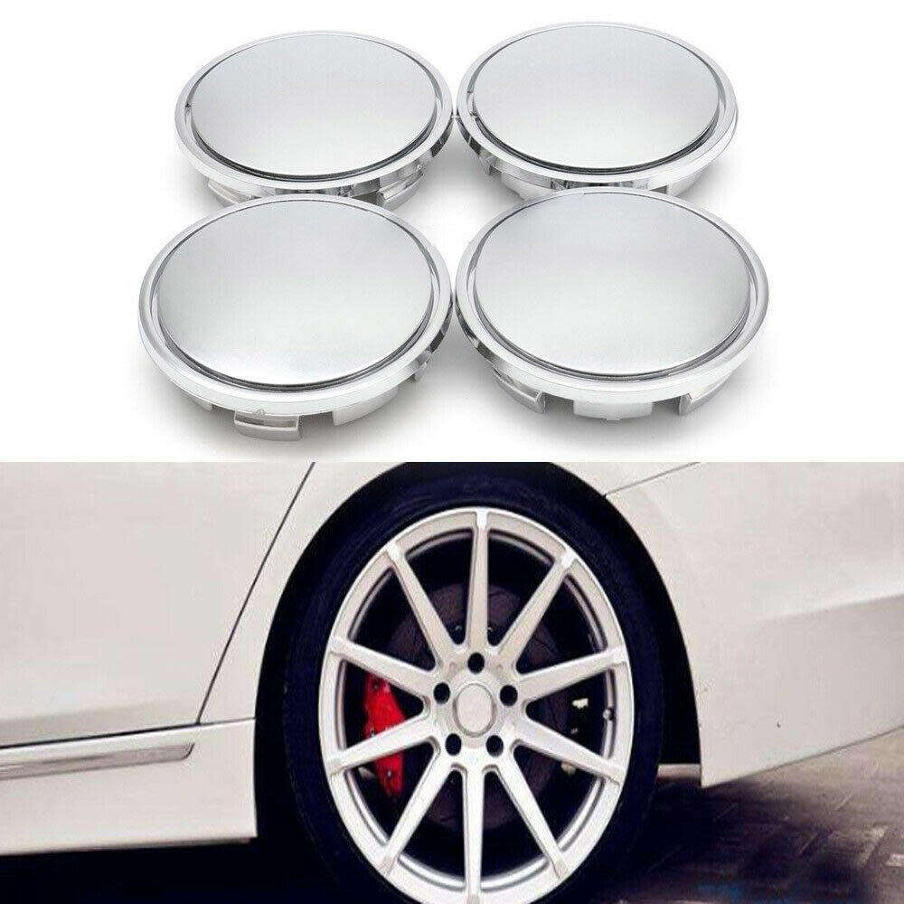 4x Chrome Plastic Wheel centre Cap Bases (without branding / stickers): 65 / 56 mm