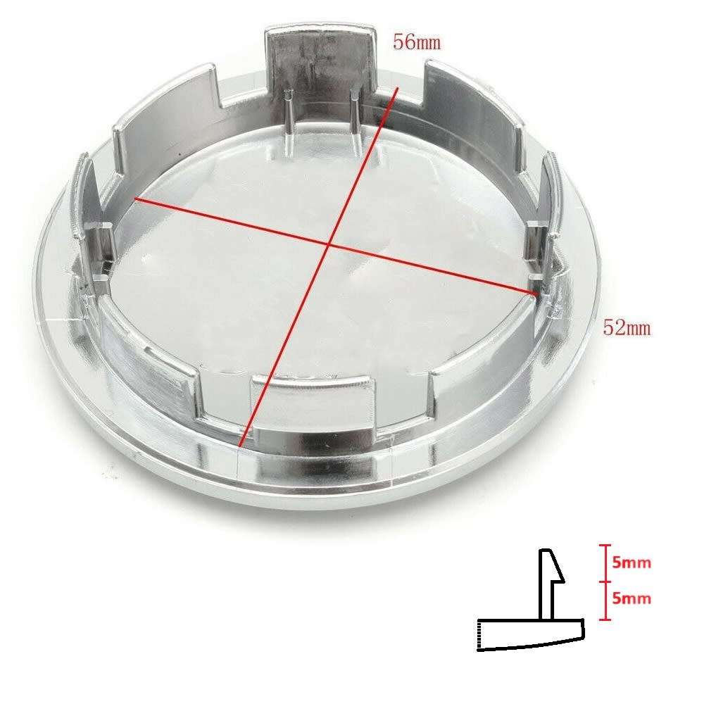 4x Chrome Plastic Wheel centre Cap Bases (without branding / stickers): 65 / 56 mm