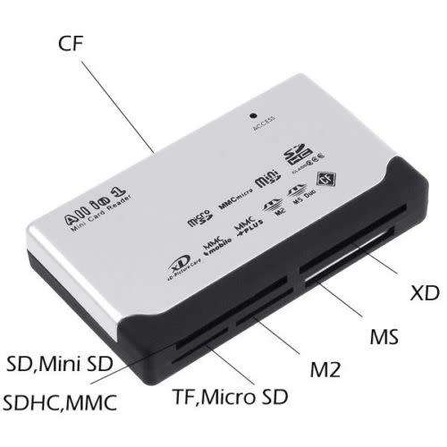 USB 2.0 Card Reader Multi SD XD MMC MS CF SDHC TF Micro/Mini SD etc (White)