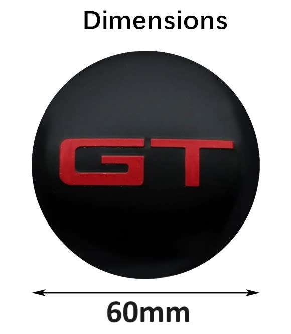 4x 60mm GT Hub Wheel Centre Caps (Black on Chrome)