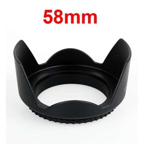 Universal screw-on Lens Hood - Petal Shape - for 58mm Filter Threaded Lenses