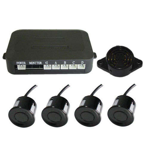 Car Reverse Parktronic - 4 Black Parking Sensors with Buzzer