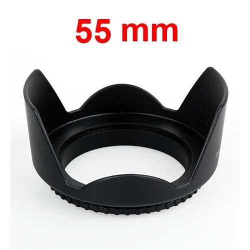 Universal screw-on Lens Hood - Petal Shape - for 55mm Filter Threaded Lenses