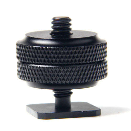 1/4` 1/4 Inch Dual Nuts Tripod Mount Screw to Flash Camera Hot Shoe Adapter
