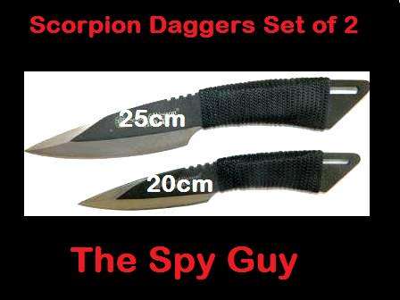Scorpion Set of 2 Daggers with Pouch 25cm and 20cm Steel Fix Blade Daggers