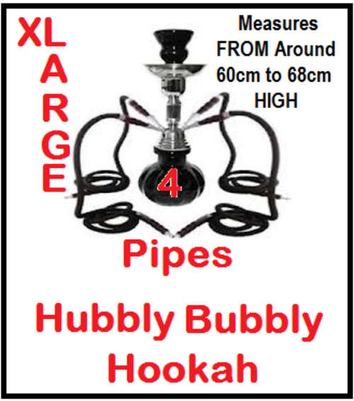 Hubbly Bubbly 4 Pipes X LARGE around 60 to 68cm High Hookah in Any Colour and Style