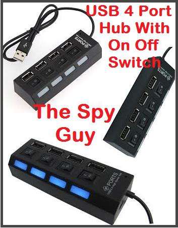 USB 4 Port Hub with on and off Switches with Led Light Indicator