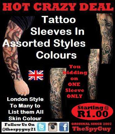 Tattoo 1x Sleeve Assorted Design and Colours Real Looking Fashion Single Sleeve STARTING at R1.00