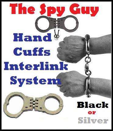 Handcuffs Inter-Link Style for Police Security Companies & Citizen Arrests with Belt Pouch Blk Silve