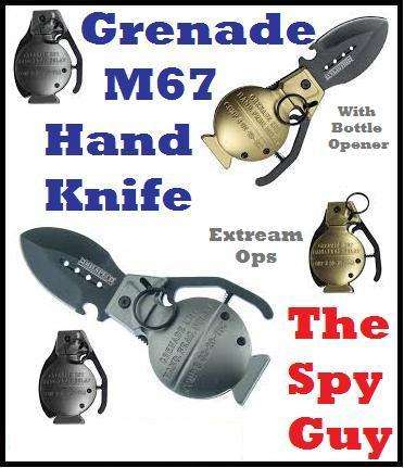 Grenade M67 S W Ops Hand Knife with Belt Clip Bottle Opener Blade Foldable Balde Steel