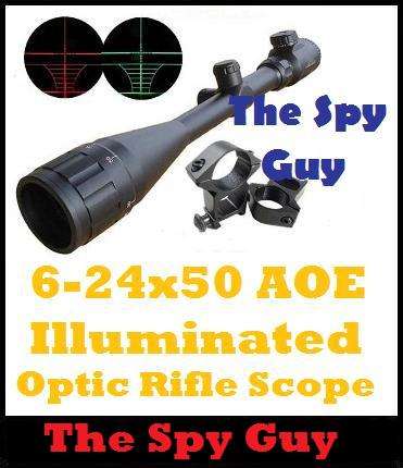 6-24x50 AOE Optic Illuminated Rifle Scope Tactical Sight For Hunting Shooting with Mounts