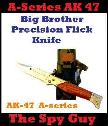 AK-47 (A-series) Big Brother Precision Flick Knife All Steel Fix Carbon Blade With Belt Clip Pouch