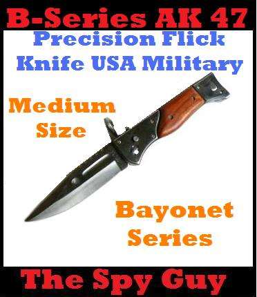 B-Series AK-47 Precision Flick Knife USA Military Foldable Carbon Blade