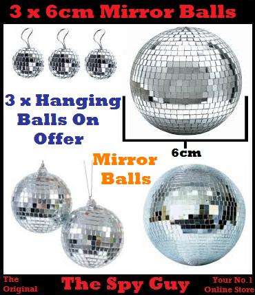 Mirror 6cm Balls x 3 Ideal for Christmas trees Weddings Party Decorations and More