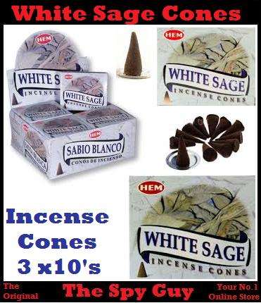 HEM White Sage Cones 3 x Box of 10s Burning Incense Cones Cleansing Protecting Connecting