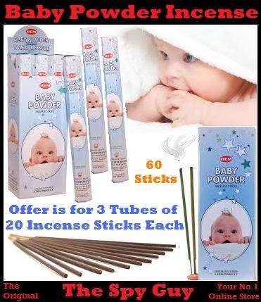 3 Tubes BABY POWDER Incense Sticks 20 Incense Sticks per Tube Calming Fragrance