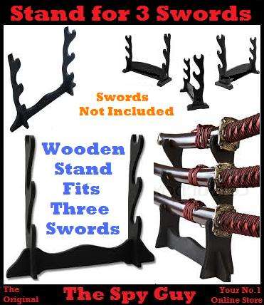 Stand for Three Swords Wood Sword Stand Takes 3 Katanas of Any Size BLACK ONLY