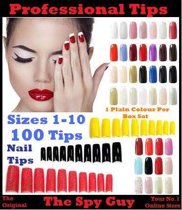 Professional Nails 1 x 100 Nail Tips Sizes 1-10 In One Colour Only Enquire Available Colours