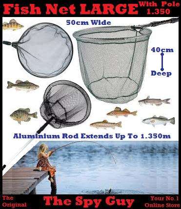 Fish Net LARGE With Up To 1.350m Extension Rod Ideal for Fishing and Ponds Soft on Koi Fish